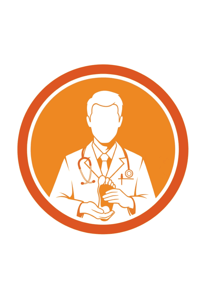 Icono corporativo naranja de un podólogo para perfil de profesional en web de clínica.